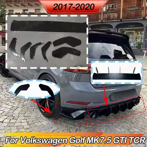 Rear Bumper Diffuser Lip Splitter for Volkswagen Golf MK7.5 GTI TCR 2017-2020 Maxton Style Auto Acce
