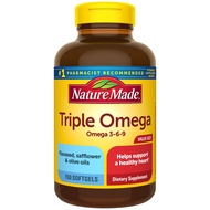 Nature Made Triple Omega 3 6 9, Flaxseed, Safflower, & Olive Oils, Healthy Heart Support, Fish Free 