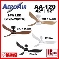 $299 Yes Basic Install AeroAir AA120 Ceiling Fan DC Motor +24W LED Light Kit 3-tones 42 or 52 Inch - Local Seller