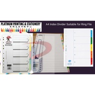 A4 Index Divider Suitable for Ring File in Colour & Numbering Format