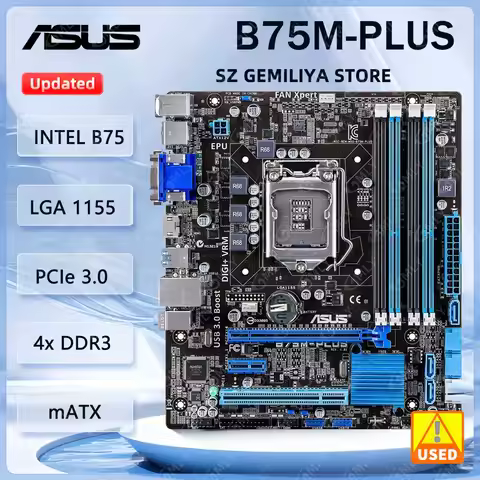 ASUS B75M-PLUS Motherboard Intel B75 DDR3 16GB Micro ATX support i7-3770 i5-3550 i5-3470 i5-2500 i3-