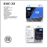 Kmc X8 8 Speed 8Sp Silver Bike Chain Chain Chain Ybn Pyc