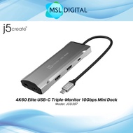 J5create JCD397 4K60 Elite USB-C® Triple-Monitor 10Gbps Mini Dock