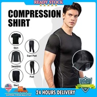 Men Compression Tight Sport Shirt Long Sleeve Short Sleeve Baju Sukan Lengan Panjang Baju Ketat Cool