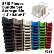 SHINES 5 By 10pc XL Stackable Bin Set 14.2x11.8x9.3 Organizer for Tools, Office Supplies & More 355