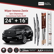 SKY Pair of Conventional Car Windshield Wipers Innova Zenix 24 + 16 Inch - Conventional Hydro Swift