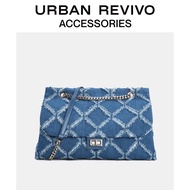 URBAN REVIVO กระเป๋าสะพายข้างเพชรความจุสูงใหม่สำหรับผู้หญิง AW35TG3X2002 Blue