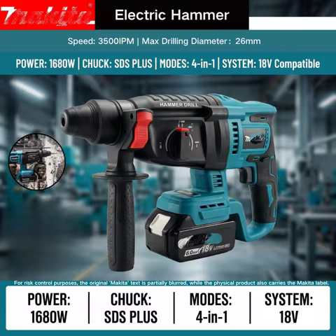 Makita DIY DHR242 18V Rotary Hammer Low Vibration 13.5m/s² Comfortable Operation for Long Drilling S