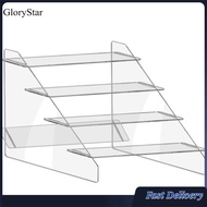 GloryStar แผงอะคริลิกตั้งโชว์ Risers 4ชั้นแผงอะคริลิกตั้งโชว์ชั้นวางของในห้องน้ำสำหรับขนมอัญมณีกล่องเก็บน้ำหอมแต่งหน้าชั้นวางอะคริลิกใสแผงอะคริลิกตั้งโชว์ยืนสำหรับตัวละครของเล่น