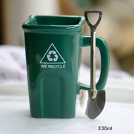 New Funny Style Ceramic Mug Trash Can Shape Cup Creative Funny Coffee Cup Milk Mug Large Capacity Ceramic Mug with Shove