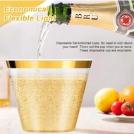 50pcs 9OZ Disposable Gold Rimmed Plastic Cups Wedding Birthday Party Tableware Drinking Cups
