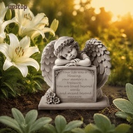 UPSTOTO Angel Tombstone Plaque, 5.11x7.8in Commemorative Design Garden Angel Statue, Beautiful Grey 