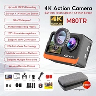 4K 60FPS Dual Screen Action Camera 30M Waterproof 2.0+1.4 Touch LCD 170° Ultra-Wide Angle Digital Vi