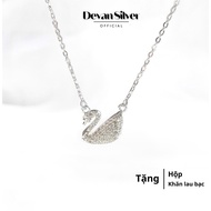 Devan silver swan necklace, silver swan necklace with sparkling stones, extremely beautiful swan nec