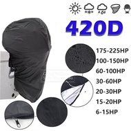 420D 6-225HP Yacht Half Outboard Motor Engine Boat Cover Anti UV Dustproof Cover Marine Engine Protection Waterproof Bla