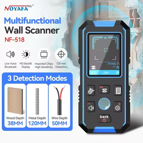 NOYAFA NF-518 Metal Detector Wall Scanner with Newly Designed Positioning Hole for AC Live Cable Wir