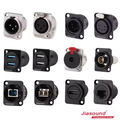 D Type Rack Patch Panel 1U Cabinet Balanced Male Female XLR BNC SDI 6.35 CAT6 USB3.0 HDMI Speakon Sp