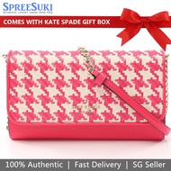 Kate Spade Crossbody Bag In Gift Box Woc Wallet On Chain Darcy Woven Houndstooth  Bikini Pink # K8223