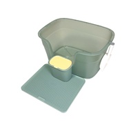 Petcho🌈กระบะทรายแมวขนาดใหญ่ กระบะทรายแมว ห้องน้ำแมว ห้องน้ำแมวใหญ่ กล่องทรายกึ่งเปิด ทนทาน พร้อมที่ต