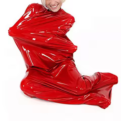 Exotic Cosplay Sleeveless Bondage Bag Unisex Glossy PVC Leather Body Suit Halloween Party Role Play 