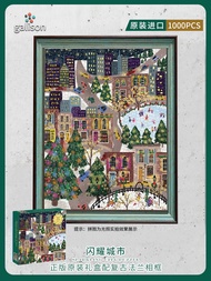 Galison PUZZLE 1000ชิ้น เรืองราวด้วยโลหะเงิน ของขวัญวันหยุดคริสต์มาส ความท้าทายระดับมืออาชีพ อุปกรณ์