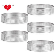 Stainless Steel Perforated Tart Ring, 5Pcs 5cm Perforated Cake Mousse Ring, DIY Round Tart Rings for Baking Dessert Ring