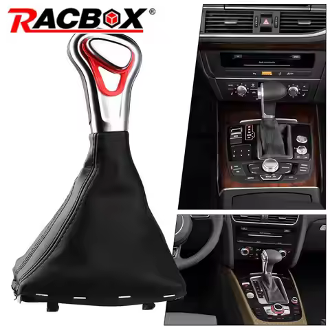 Car Gear Shift Knob Leather Gaiter with Boot Cover for Audi A4 B8 2009-2015 A5 A6 C6 A3 8P Q5 LHD Au