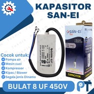 Capacitor 8UF 450V ROUND SANEI CAPACITOR SAN-EI 8 UF MICRO 450 VOLT