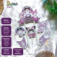 Custom Nama Foto Topper cake karakter kuromi ungu hiasan kue ulang tahun buket tumpeng snack tower
