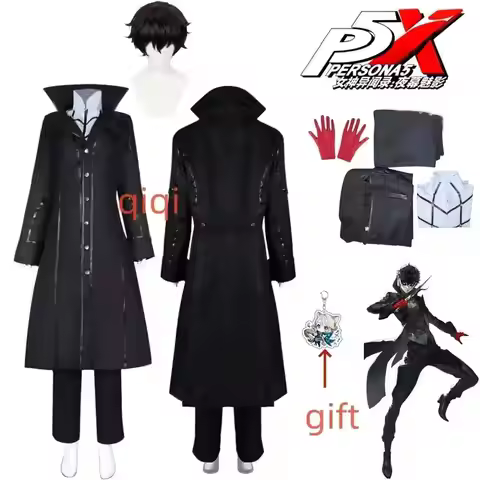 Anime Persona 5 Joker Game P5 Rain Palace Lotus Cosplay Full Set Of Clothing Wigs Glove Mask Black O