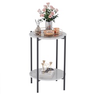 โต๊ะหินอ่อน หินอ่อน กระดานชนวน โต๊ะหินอ่อนโมเดิร์น จริง แท้จริง หิน 40.5x55cm Real Sintered Stone Marble Side Table Golden / Black  Legs Round  Tableสีดำ / ทอง โต๊ะข้างโซฟา