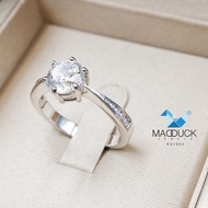Madduckjewels 925 CZ Silver Ring/Moissanite/Lab Grown Diamond Rhodium Plated Wedding Engagement RG19