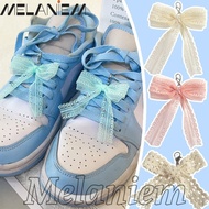 2Pcs Lace Bow Shoe Buckles - Korean INS Style, Fashion, Y2K - Bowknot Keychain - For Sports Shoes, L