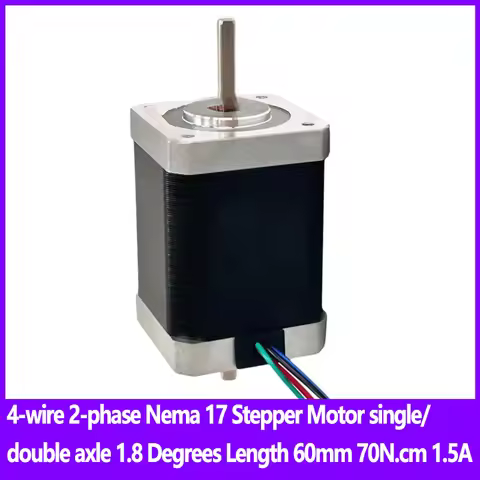 4-wire 2-phase Nema 17 Stepper Motor single/double axle 1.8 Degrees Length 60mm High Torque 70N.cm 1