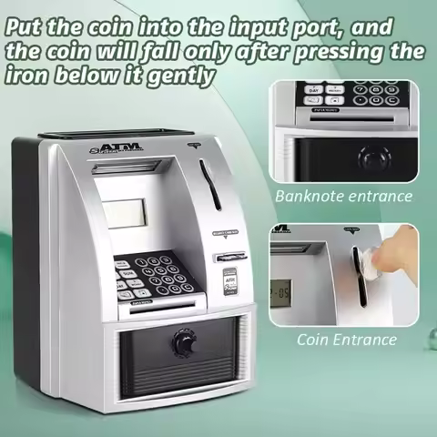 ABGN Smart ATM Piggy Bank for Money Mini Banknote Voice ATM Machine to Teach Children Money Manageme
