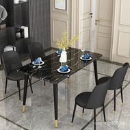 [kline]Dining table and chair set modern simple combination dining table and chair Nordic style imitation marble table household dining table