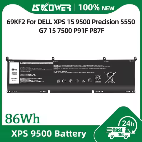 SKOWER 69KF2 Battery for Dell XPS 15 9500 9510 9520 Precision 5550 G15 5511 5515 G7 7500 P91F ALIENW