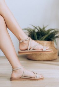 【小荷蘭】交叉羅馬防潑水厚底涼鞋 _奶茶 |手工訂製| MIT