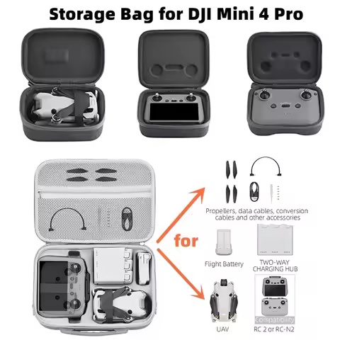 Storage Bag for DJI Mini 4 Pro Remote Controller Drone Body Portable Carrying Case Handbag Smart Con