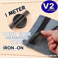 (1 METER) Iron-on Pants Edge Hemming Tape Length Adjustment Shorten Tools Pants Self-Adhesive Paste 