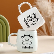 [12 ZODIAC BEASTS-EJ] Ceramic cups printed with 12 Zodiac Animals engraved with names upon request, 