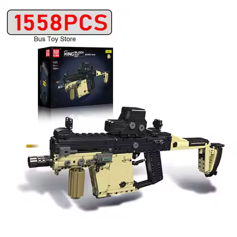 MOC Ww2 Military Gun Series KRISS Vector Gun Model Building Blocks Can Shoot Bullet Weapon Bricks To