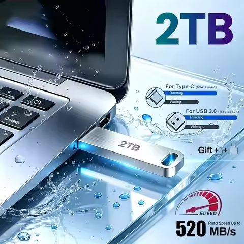 2TB USB 3.2 Flash Drives Ultra-Speed Metal Pen-Drive 1TB 512GB Portable USB Drive Waterproof Memory 
