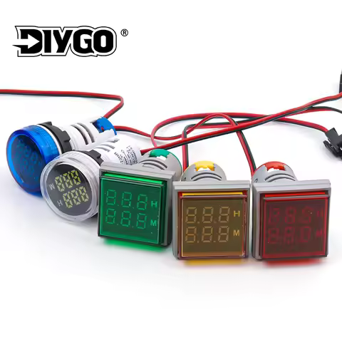 22MM LED Round / Square Digital Timer Meter Signal Light Hour Meter Panel Mounting 0-60 Minute/0-999