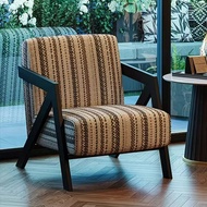Solid wood fabric single sofa Single Sofa Cotton Linen Fabric Solid Wood Accent Chair Backrest arm c