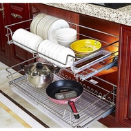 Stainless Steel Kitchen Cabinet Drawer Pull Out Basket With Dish Rack