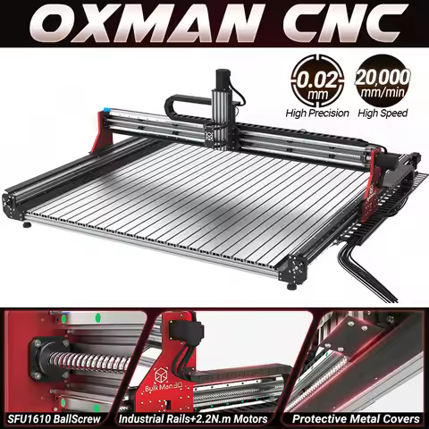 BulkMan3D OXMAN CNC Router Kit SFU1610 Ball Screw Dual Linear Rails 4-Axis Industrial Engraver for M