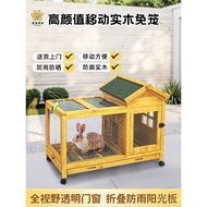 Rabbit Cage Solid Wood Outdoor Rainproof Rabbit Cage Household Portable Pet Rabbit Villa Wooden Hous