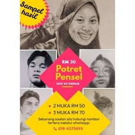 Lukisan Potret (Hitam putih) Pensel | SAIZ A4