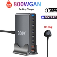 【2025 NEW】800W GaN Desktop Charger 10 Port USB 8C+2A Type C PD Charger Fast Charge 3.0 USB Type C Fa